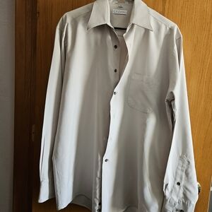 Cezani Light Gray Men's Dress Shirt - Classic Long Sleeve Size 15 35/35